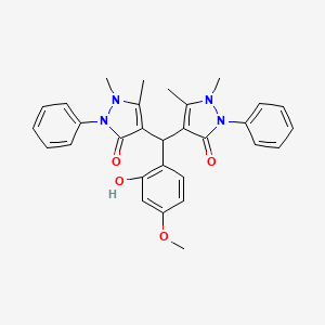 molecular formula C30H30N4O4 B11113603 4,4'-[(2-hydroxy-4-methoxyphenyl)methanediyl]bis(1,5-dimethyl-2-phenyl-1,2-dihydro-3H-pyrazol-3-one) 