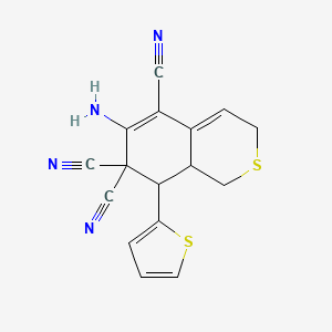 6-amino-8-(thiophen-2-yl)-8,8a-dihydro-1H-isothiochromene-5,7,7(3H)-tricarbonitrile