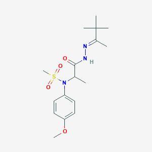 N-{1-[(2E)-2-(3,3-dimethylbutan-2-ylidene)hydrazinyl]-1-oxopropan-2-yl}-N-(4-methoxyphenyl)methanesulfonamide (non-preferred name)