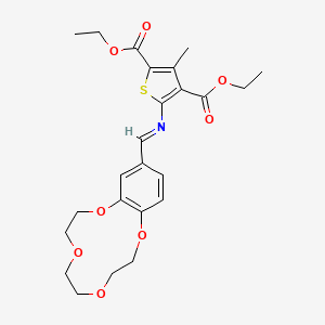 Diethyl 5-{[(E)-1-(2,3,5,6,8,9-hexahydro-1,4,7,10-benzotetraoxacyclododecin-12-YL)methylidene]amino}-3-methyl-2,4-thiophenedicarboxylate