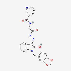 N-({N'-[(3E)-1-[(2H-1,3-Benzodioxol-5-YL)methyl]-2-oxo-2,3-dihydro-1H-indol-3-ylidene]hydrazinecarbonyl}methyl)pyridine-3-carboxamide