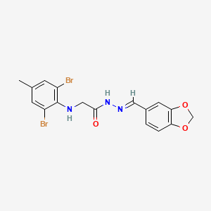 N'-[(E)-(2H-1,3-Benzodioxol-5-YL)methylidene]-2-[(2,6-dibromo-4-methylphenyl)amino]acetohydrazide