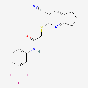 2-[(3-cyano-6,7-dihydro-5H-cyclopenta[b]pyridin-2-yl)sulfanyl]-N-[3-(trifluoromethyl)phenyl]acetamide