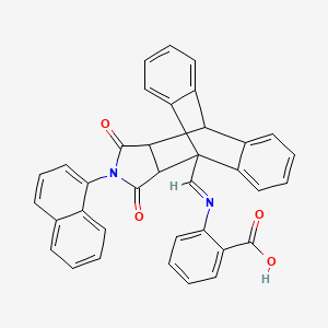 2-({(E)-[17-(naphthalen-1-yl)-16,18-dioxo-17-azapentacyclo[6.6.5.0~2,7~.0~9,14~.0~15,19~]nonadeca-2,4,6,9,11,13-hexaen-1-yl]methylidene}amino)benzoic acid (non-preferred name)