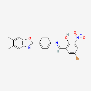 molecular formula C22H16BrN3O4 B11113752 4-bromo-2-[(E)-{[4-(5,6-dimethyl-1,3-benzoxazol-2-yl)phenyl]imino}methyl]-6-nitrophenol 