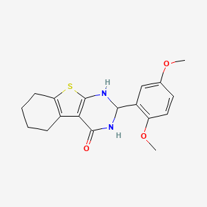 molecular formula C18H20N2O3S B11113776 2-(2,5-dimethoxyphenyl)-2,3,5,6,7,8-hexahydro[1]benzothieno[2,3-d]pyrimidin-4(1H)-one 