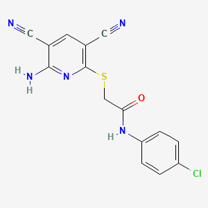 2-[(6-amino-3,5-dicyanopyridin-2-yl)sulfanyl]-N-(4-chlorophenyl)acetamide