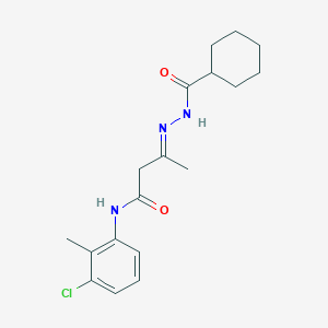 (3E)-N-(3-chloro-2-methylphenyl)-3-[2-(cyclohexylcarbonyl)hydrazinylidene]butanamide