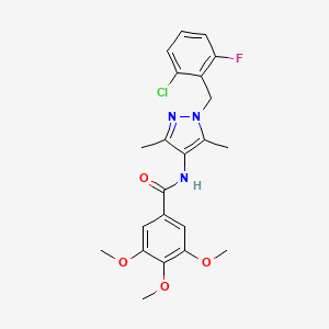 molecular formula C22H23ClFN3O4 B11113884 N-[1-(2-chloro-6-fluorobenzyl)-3,5-dimethyl-1H-pyrazol-4-yl]-3,4,5-trimethoxybenzamide 