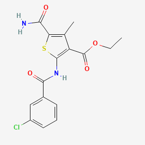 Ethyl 5-carbamoyl-2-{[(3-chlorophenyl)carbonyl]amino}-4-methylthiophene-3-carboxylate