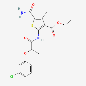 Ethyl 5-carbamoyl-2-{[2-(3-chlorophenoxy)propanoyl]amino}-4-methylthiophene-3-carboxylate