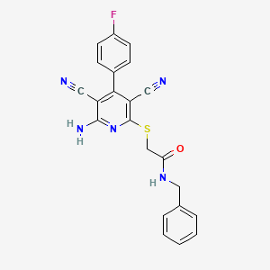 2-{[6-amino-3,5-dicyano-4-(4-fluorophenyl)pyridin-2-yl]sulfanyl}-N-benzylacetamide