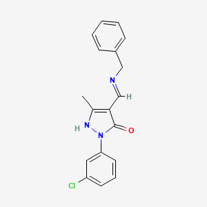 (4E)-4-[(benzylamino)methylidene]-2-(3-chlorophenyl)-5-methyl-2,4-dihydro-3H-pyrazol-3-one