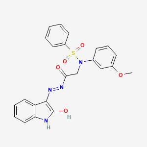 N-(3-Methoxyphenyl)-N-({N'-[(3Z)-2-oxo-2,3-dihydro-1H-indol-3-ylidene]hydrazinecarbonyl}methyl)benzenesulfonamide