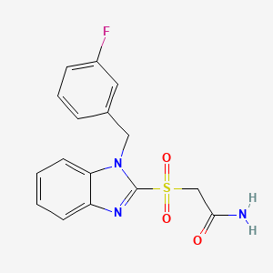 molecular formula C16H14FN3O3S B11113982 2-{[1-(3-fluorobenzyl)-1H-benzimidazol-2-yl]sulfonyl}acetamide 