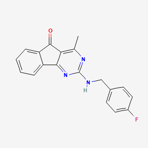 molecular formula C19H14FN3O B11113987 2-[(4-fluorobenzyl)amino]-4-methyl-5H-indeno[1,2-d]pyrimidin-5-one 