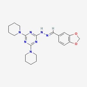 2-[(2E)-2-(1,3-benzodioxol-5-ylmethylidene)hydrazinyl]-4,6-di(piperidin-1-yl)-1,3,5-triazine