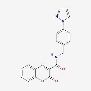 molecular formula C20H15N3O3 B11114035 2-oxo-N-[4-(1H-pyrazol-1-yl)benzyl]-2H-chromene-3-carboxamide 