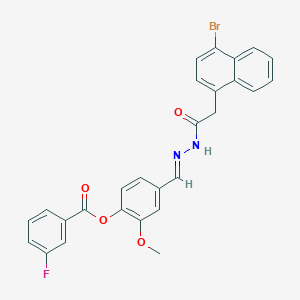 4-[(E)-{2-[(4-bromonaphthalen-1-yl)acetyl]hydrazinylidene}methyl]-2-methoxyphenyl 3-fluorobenzoate