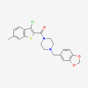 [4-(1,3-Benzodioxol-5-ylmethyl)piperazin-1-yl](3-chloro-6-methyl-1-benzothiophen-2-yl)methanone