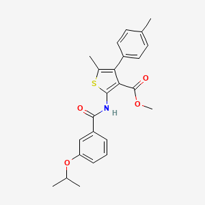 molecular formula C24H25NO4S B11114106 Methyl 5-methyl-4-(4-methylphenyl)-2-({[3-(propan-2-yloxy)phenyl]carbonyl}amino)thiophene-3-carboxylate 