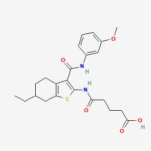 molecular formula C23H28N2O5S B11114120 5-({6-Ethyl-3-[(3-methoxyphenyl)carbamoyl]-4,5,6,7-tetrahydro-1-benzothiophen-2-yl}amino)-5-oxopentanoic acid 