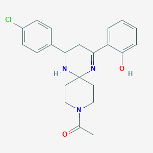 molecular formula C22H24ClN3O2 B11114209 1-[4-(4-Chlorophenyl)-2-(2-hydroxyphenyl)-1,5,9-triazaspiro[5.5]undec-1-EN-9-YL]ethanone 