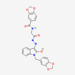 N-({N'-[(3E)-1-[(2H-1,3-Benzodioxol-5-YL)methyl]-2-oxo-2,3-dihydro-1H-indol-3-ylidene]hydrazinecarbonyl}methyl)-2H-1,3-benzodioxole-5-carboxamide