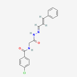 4-Chloro-N-(2-oxo-2-(2-(3-phenyl-2-propenylidene)hydrazino)ethyl)benzamide