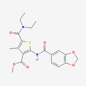 molecular formula C20H22N2O6S B11114266 Methyl 2-[(1,3-benzodioxol-5-ylcarbonyl)amino]-5-(diethylcarbamoyl)-4-methylthiophene-3-carboxylate 