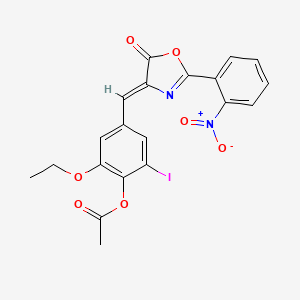 2-ethoxy-6-iodo-4-{(Z)-[2-(2-nitrophenyl)-5-oxo-1,3-oxazol-4(5H)-ylidene]methyl}phenyl acetate