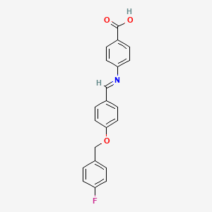 molecular formula C21H16FNO3 B11114329 4-{[(E)-{4-[(4-fluorobenzyl)oxy]phenyl}methylidene]amino}benzoic acid 