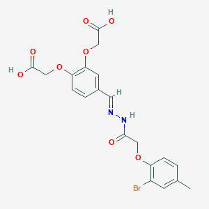 molecular formula C20H19BrN2O8 B11114459 2,2'-[{4-[(E)-{2-[(2-bromo-4-methylphenoxy)acetyl]hydrazinylidene}methyl]benzene-1,2-diyl}bis(oxy)]diacetic acid 