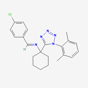 N-[(E)-(4-chlorophenyl)methylidene]-1-[1-(2,6-dimethylphenyl)-1H-tetrazol-5-yl]cyclohexanamine