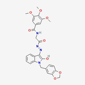 N-({N'-[(3E)-1-[(2H-1,3-Benzodioxol-5-YL)methyl]-2-oxo-2,3-dihydro-1H-indol-3-ylidene]hydrazinecarbonyl}methyl)-3,4,5-trimethoxybenzamide