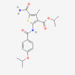 molecular formula C20H24N2O5S B11114490 Propan-2-yl 5-carbamoyl-4-methyl-2-({[4-(propan-2-yloxy)phenyl]carbonyl}amino)thiophene-3-carboxylate 