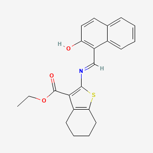 molecular formula C22H21NO3S B11114522 ethyl 2-{[(E)-(2-hydroxynaphthalen-1-yl)methylidene]amino}-4,5,6,7-tetrahydro-1-benzothiophene-3-carboxylate 