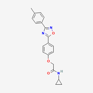 molecular formula C20H19N3O3 B11114573 N-cyclopropyl-2-{4-[3-(4-methylphenyl)-1,2,4-oxadiazol-5-yl]phenoxy}acetamide 