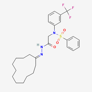 molecular formula C27H34F3N3O3S B11114617 N-[(N'-Cyclododecylidenehydrazinecarbonyl)methyl]-N-[3-(trifluoromethyl)phenyl]benzenesulfonamide 