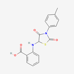 molecular formula C17H14N2O4S B11114640 2-{[3-(4-Methylphenyl)-2,4-dioxo-1,3-thiazolidin-5-yl]amino}benzoic acid 