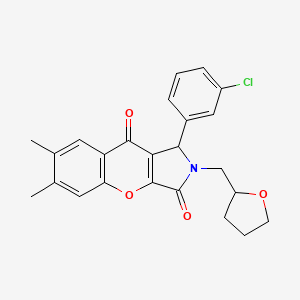 molecular formula C24H22ClNO4 B11114732 1-(3-Chlorophenyl)-6,7-dimethyl-2-(tetrahydrofuran-2-ylmethyl)-1,2-dihydrochromeno[2,3-c]pyrrole-3,9-dione 