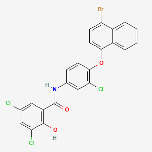 molecular formula C23H13BrCl3NO3 B11114762 N-{4-[(4-bromonaphthalen-1-yl)oxy]-3-chlorophenyl}-3,5-dichloro-2-hydroxybenzamide 