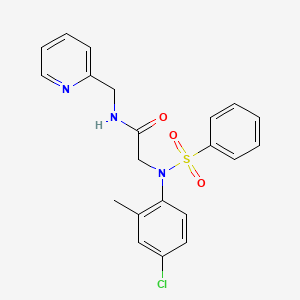 molecular formula C21H20ClN3O3S B11114772 2-[N-(4-Chloro-2-methylphenyl)benzenesulfonamido]-N-[(pyridin-2-YL)methyl]acetamide 