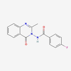 molecular formula C16H12FN3O2 B11114824 4-fluoro-N-(2-methyl-4-oxoquinazolin-3(4H)-yl)benzamide 