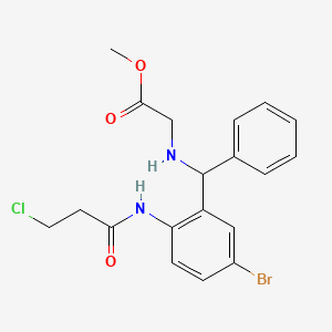 molecular formula C19H20BrClN2O3 B11114871 methyl N-[{5-bromo-2-[(3-chloropropanoyl)amino]phenyl}(phenyl)methyl]glycinate 