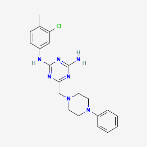 molecular formula C21H24ClN7 B11114919 2-N-(3-chloro-4-methylphenyl)-6-[(4-phenylpiperazin-1-yl)methyl]-1,3,5-triazine-2,4-diamine 