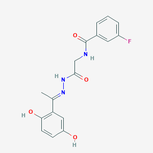 N-(2-{2-[(E)-1-(2,5-Dihydroxyphenyl)ethylidene]hydrazino}-2-oxoethyl)-3-fluorobenzamide