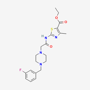 molecular formula C20H25FN4O3S B11115167 Ethyl 2-({[4-(3-fluorobenzyl)piperazin-1-yl]acetyl}amino)-4-methyl-1,3-thiazole-5-carboxylate 