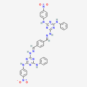 molecular formula C38H30N16O4 B11115186 Terephthalaldehyde 1,4-bis[4-anilino-6-(4-nitroanilino)-1,3,5-triazin-2-YL]dihydrazone 