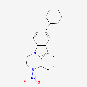 molecular formula C20H25N3O2 B11115259 8-cyclohexyl-3-nitro-2,3,3a,4,5,6-hexahydro-1H-pyrazino[3,2,1-jk]carbazole 